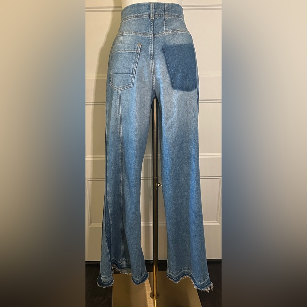 The Adi Mid-Rise Frayed Relaxed Flare Jeans by Pilcro:Soft Rework Editon sz26